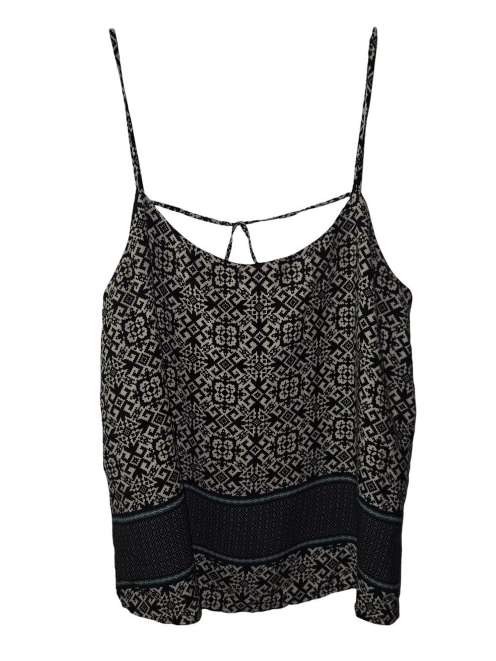 Caren Forbes Black Geometric Sleeveless Blouse Large